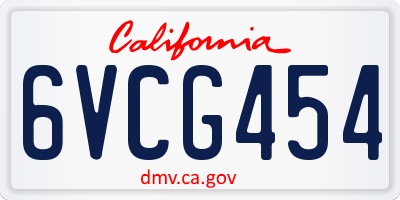 CA license plate 6VCG454