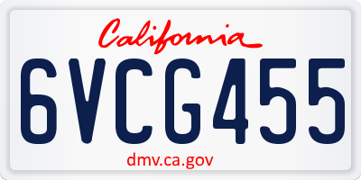 CA license plate 6VCG455