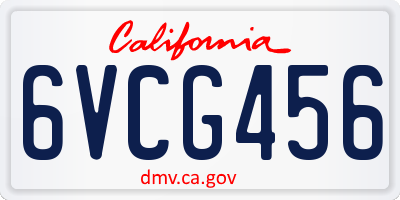 CA license plate 6VCG456