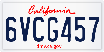 CA license plate 6VCG457
