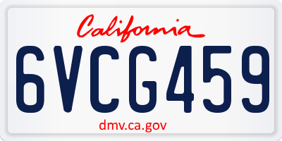 CA license plate 6VCG459