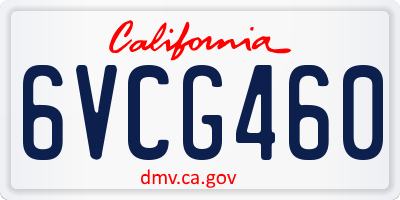CA license plate 6VCG460