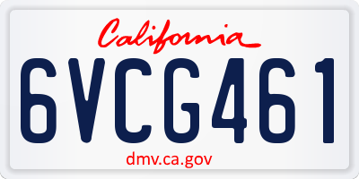 CA license plate 6VCG461