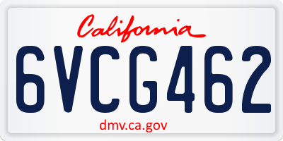 CA license plate 6VCG462
