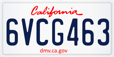 CA license plate 6VCG463