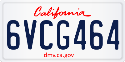 CA license plate 6VCG464