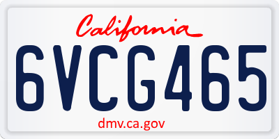 CA license plate 6VCG465