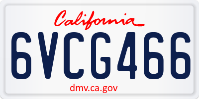 CA license plate 6VCG466