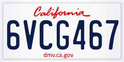 CA license plate 6VCG467