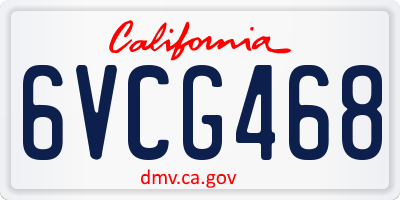 CA license plate 6VCG468