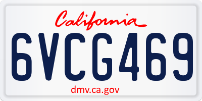 CA license plate 6VCG469