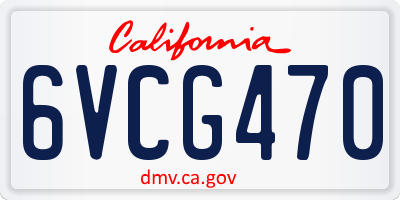 CA license plate 6VCG470