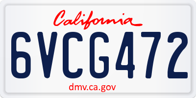 CA license plate 6VCG472