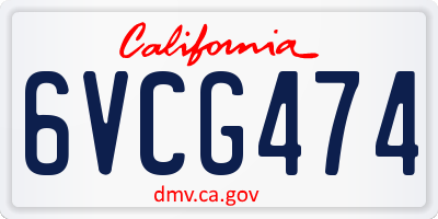 CA license plate 6VCG474