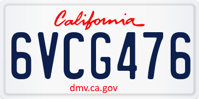 CA license plate 6VCG476