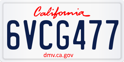 CA license plate 6VCG477
