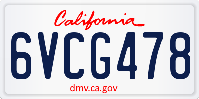 CA license plate 6VCG478