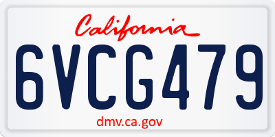 CA license plate 6VCG479