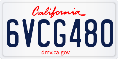 CA license plate 6VCG480