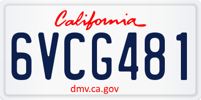 CA license plate 6VCG481