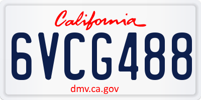 CA license plate 6VCG488
