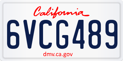 CA license plate 6VCG489