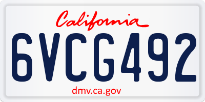 CA license plate 6VCG492