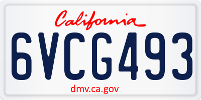 CA license plate 6VCG493