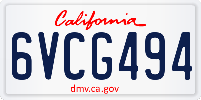 CA license plate 6VCG494