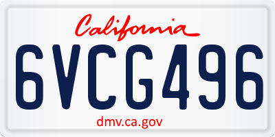 CA license plate 6VCG496