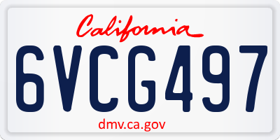 CA license plate 6VCG497