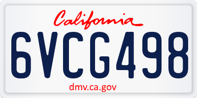 CA license plate 6VCG498