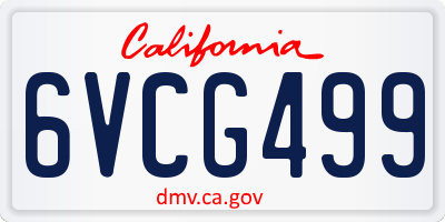 CA license plate 6VCG499