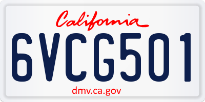 CA license plate 6VCG501