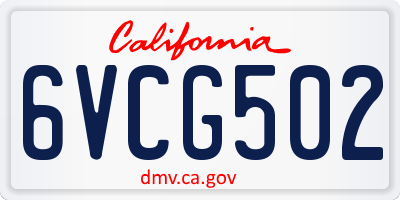 CA license plate 6VCG502