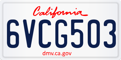 CA license plate 6VCG503
