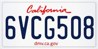 CA license plate 6VCG508