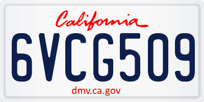 CA license plate 6VCG509