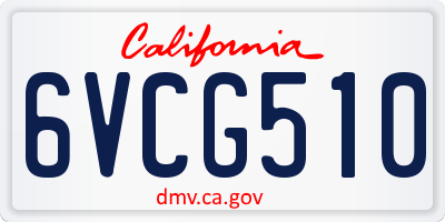 CA license plate 6VCG510