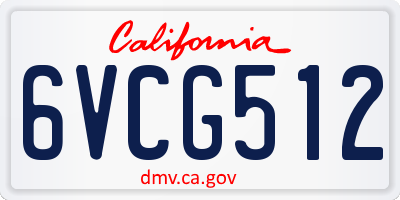 CA license plate 6VCG512