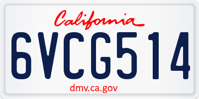 CA license plate 6VCG514