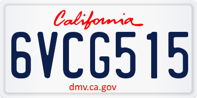 CA license plate 6VCG515