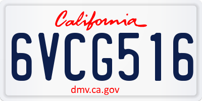 CA license plate 6VCG516