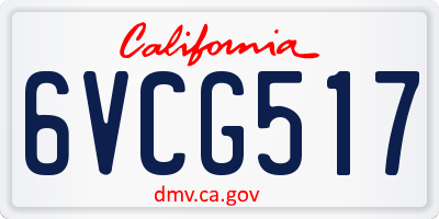 CA license plate 6VCG517