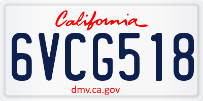CA license plate 6VCG518