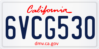 CA license plate 6VCG530