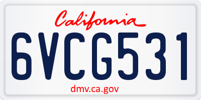 CA license plate 6VCG531