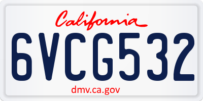 CA license plate 6VCG532