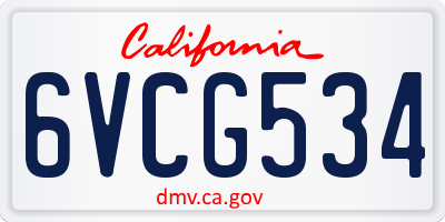 CA license plate 6VCG534