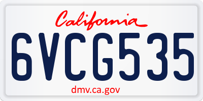 CA license plate 6VCG535